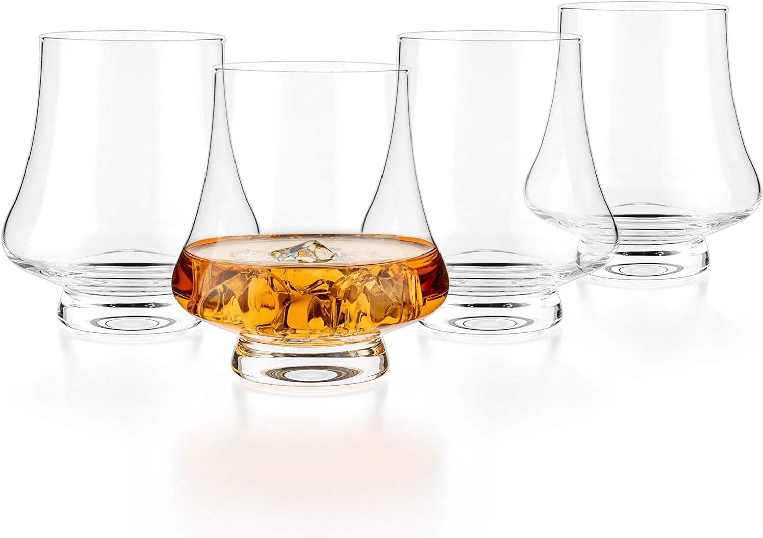 - Bourbon Whisky Crystal Glass Snifter, Set of 4 - Wide Tasting Glasses - Handcrafted - Good for Cognac Brandy Scotch - 9-Ounce/260Ml