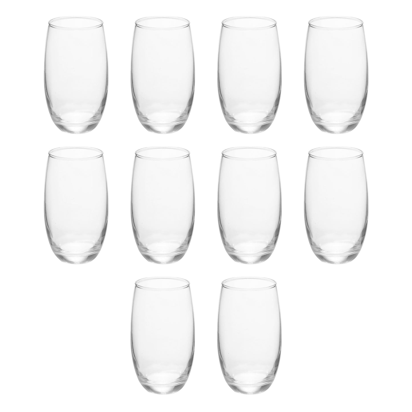 10 Mikonos Clear Stemless Wine Glasses Set, 15 Oz. - Barware, Glassware - Clear