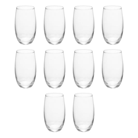 10 Mikonos Clear Stemless Wine Glasses Set, 15 Oz. - Barware, Glassware - Clear