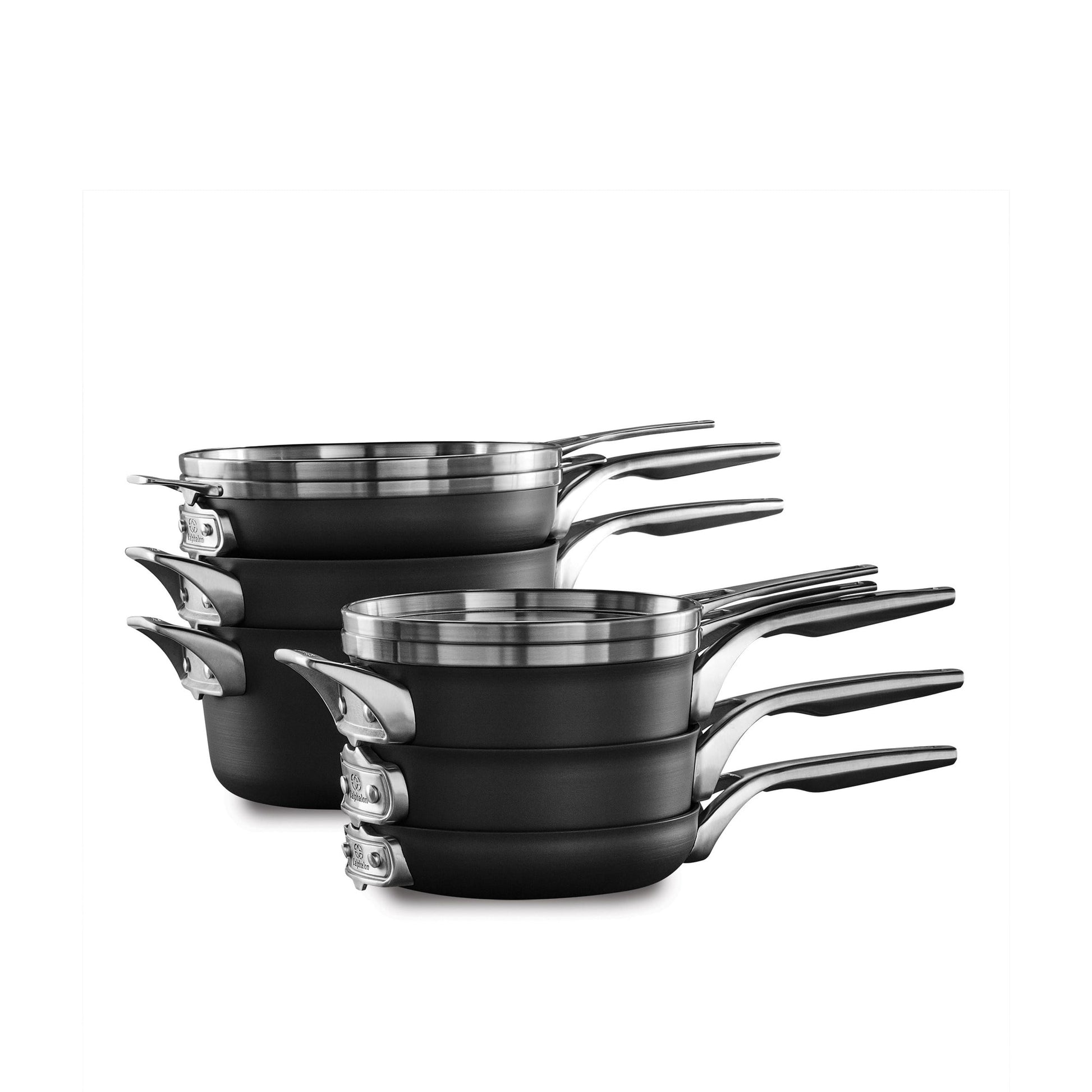 Premier Space-Saving Hard-Anodized Nonstick Cookware, 10-Piece Pots and Pans Set