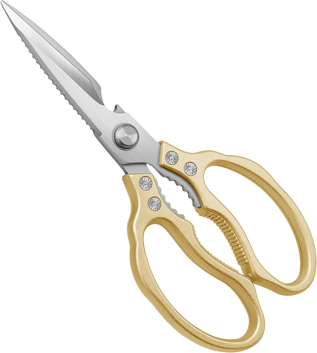 Kitchen Shears, Kitchen Scissors Heavy Duty Dishwasher Safe Tijeras De Cocina, Multi-Purpose Sharp Cooking Scissors for Kitchen, Chicken, Poultry, Fish, Meat, Herbs-Gold