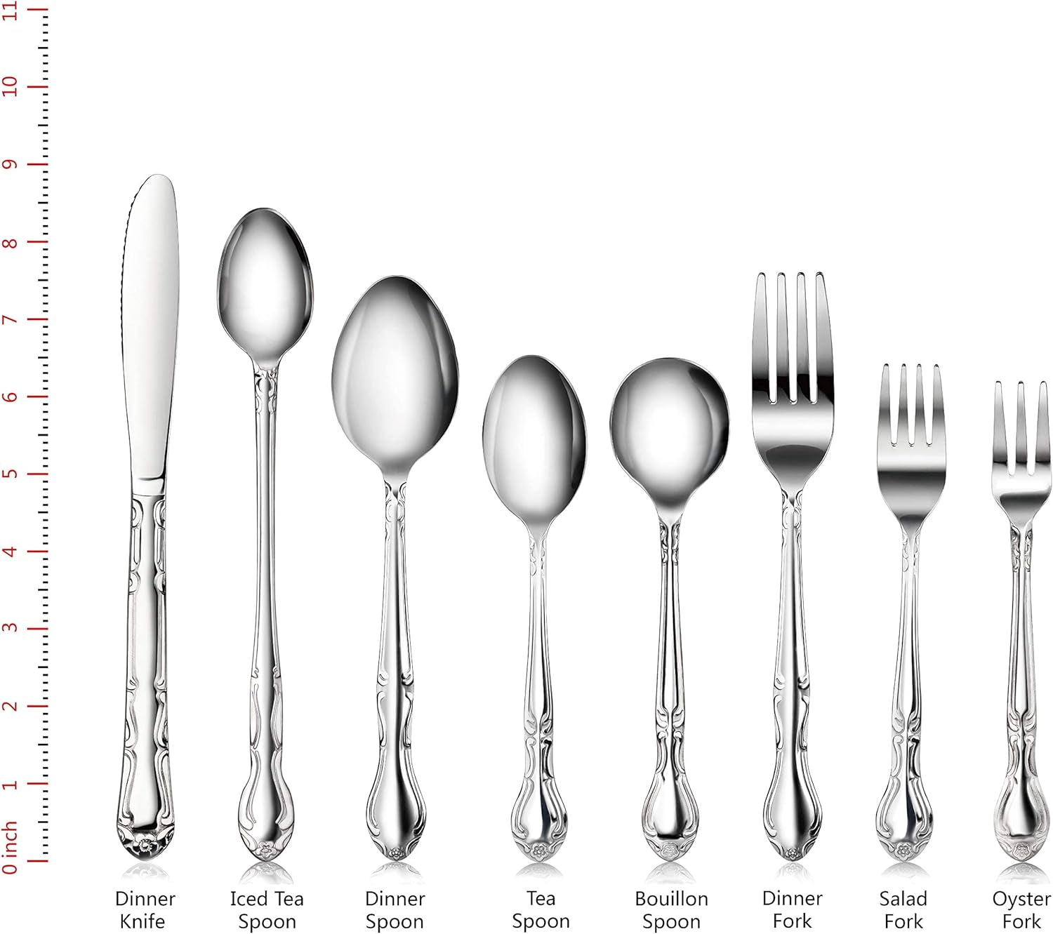 58680 Stainless Steel Rose Pattern Oyster Fork, 5.8-Inch, 12 Pieces