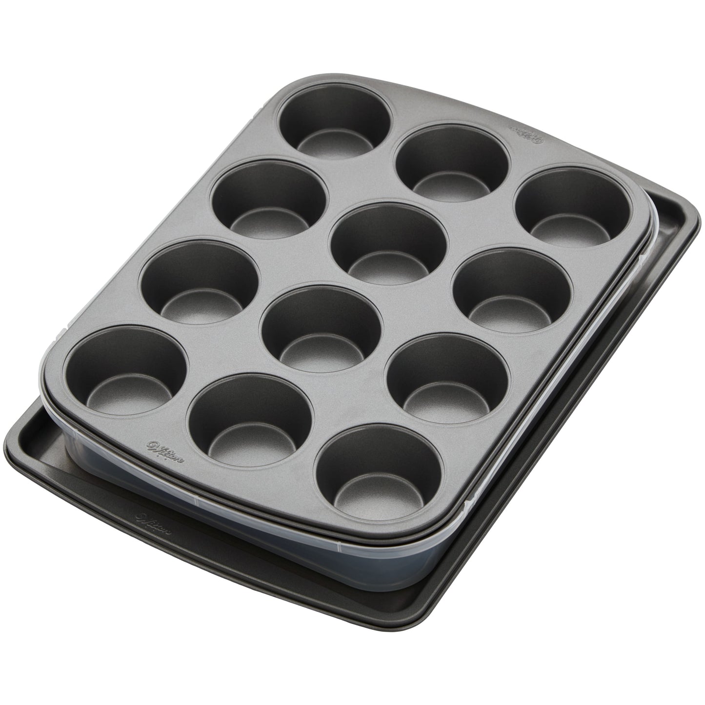 Nonstick Cookie Sheet, Muffin Pan, Oblong Pan and Cover Bakeware Set, 4-Piece