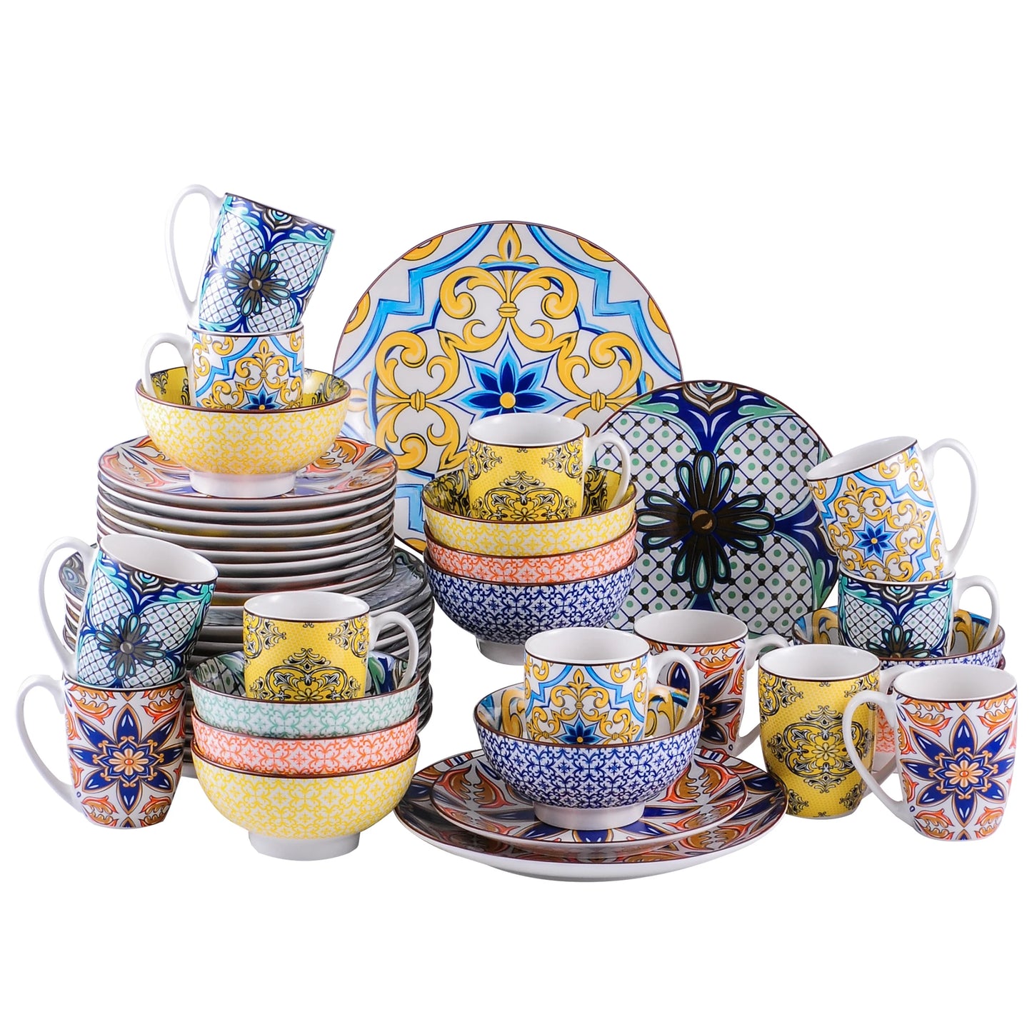 Malacasa - Vibrant Porcelain Jasmin Dinnerware Set