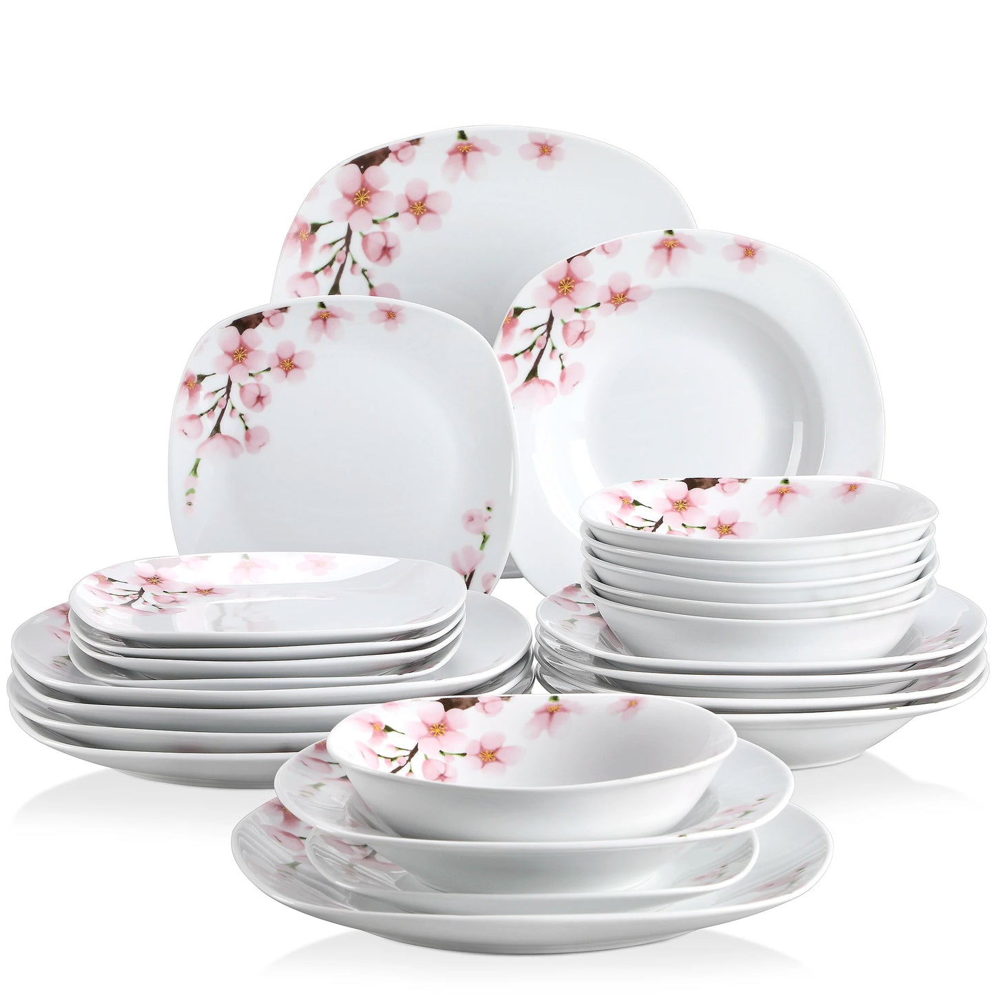 Veweet Annie - Elegant Porcelain 48-Piece Dinnerware Set