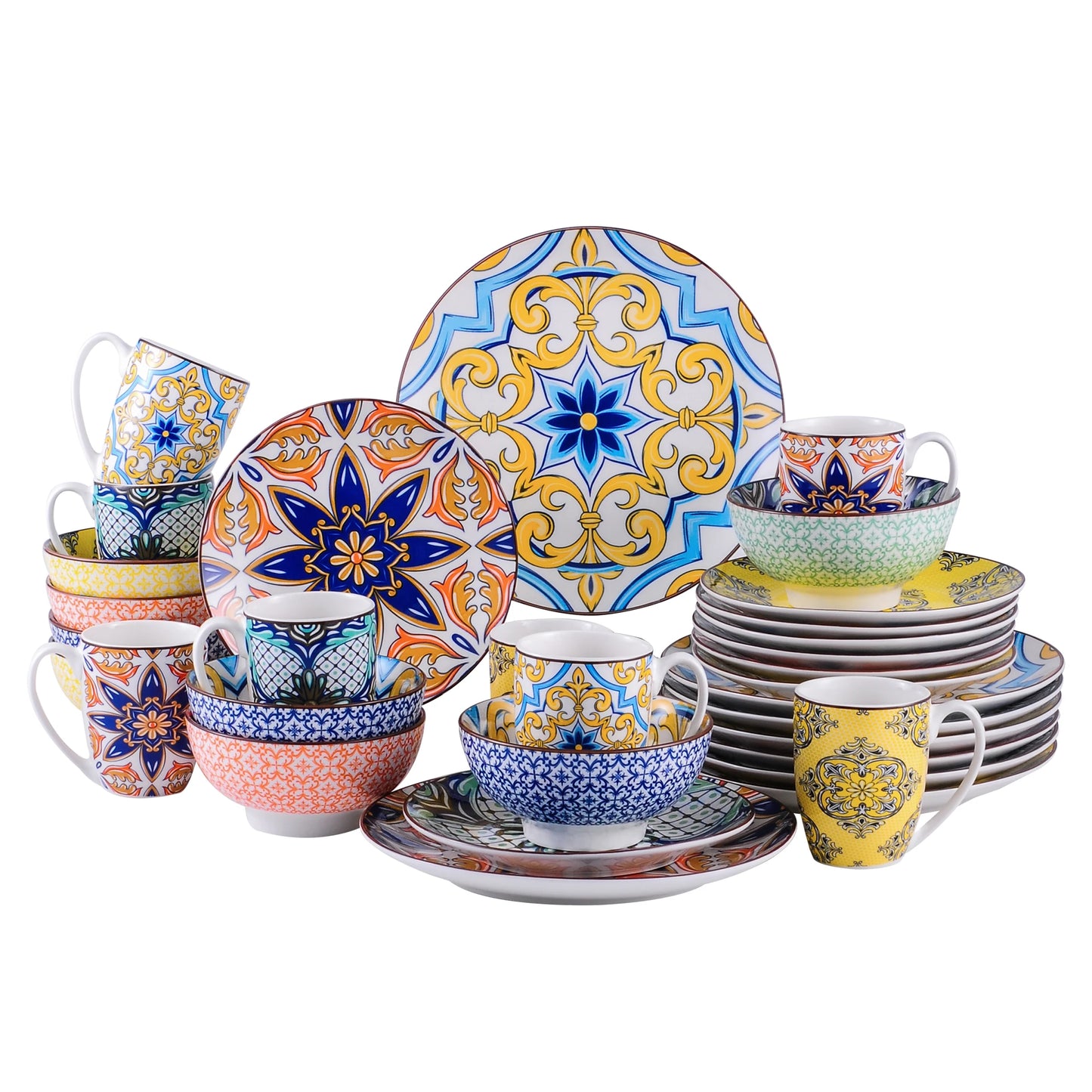 Malacasa - Vibrant Porcelain Jasmin Dinnerware Set