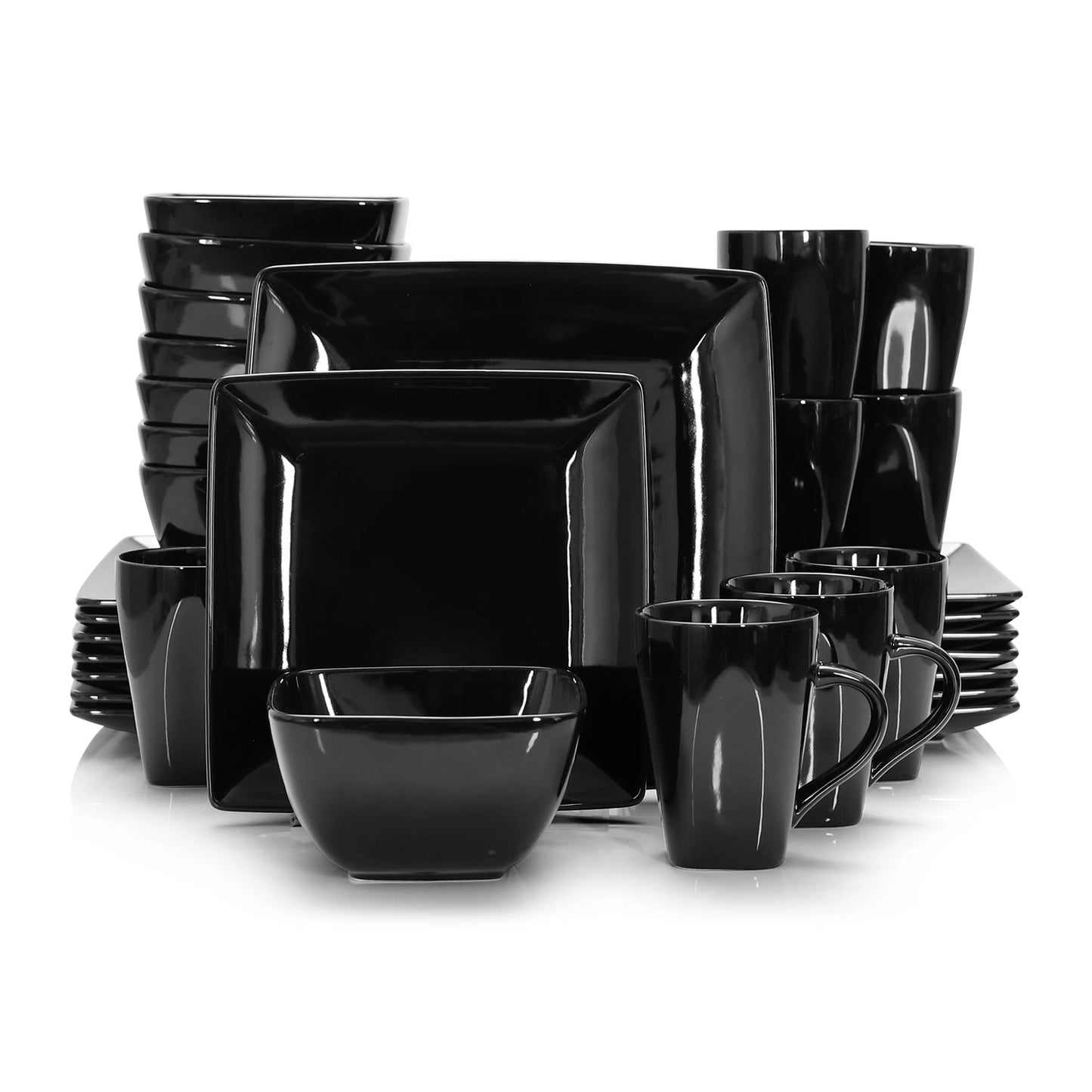 Vancasso SOHO - Black Square Porcelain Dinnerware Set