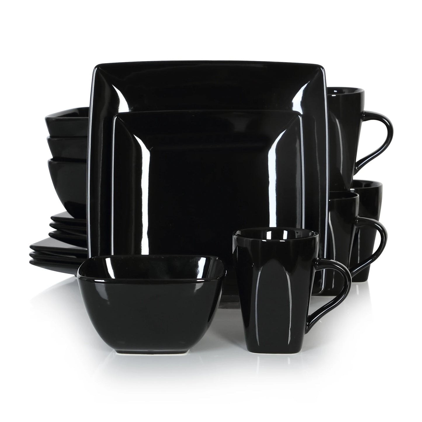 Vancasso SOHO - Black Square Porcelain Dinnerware Set