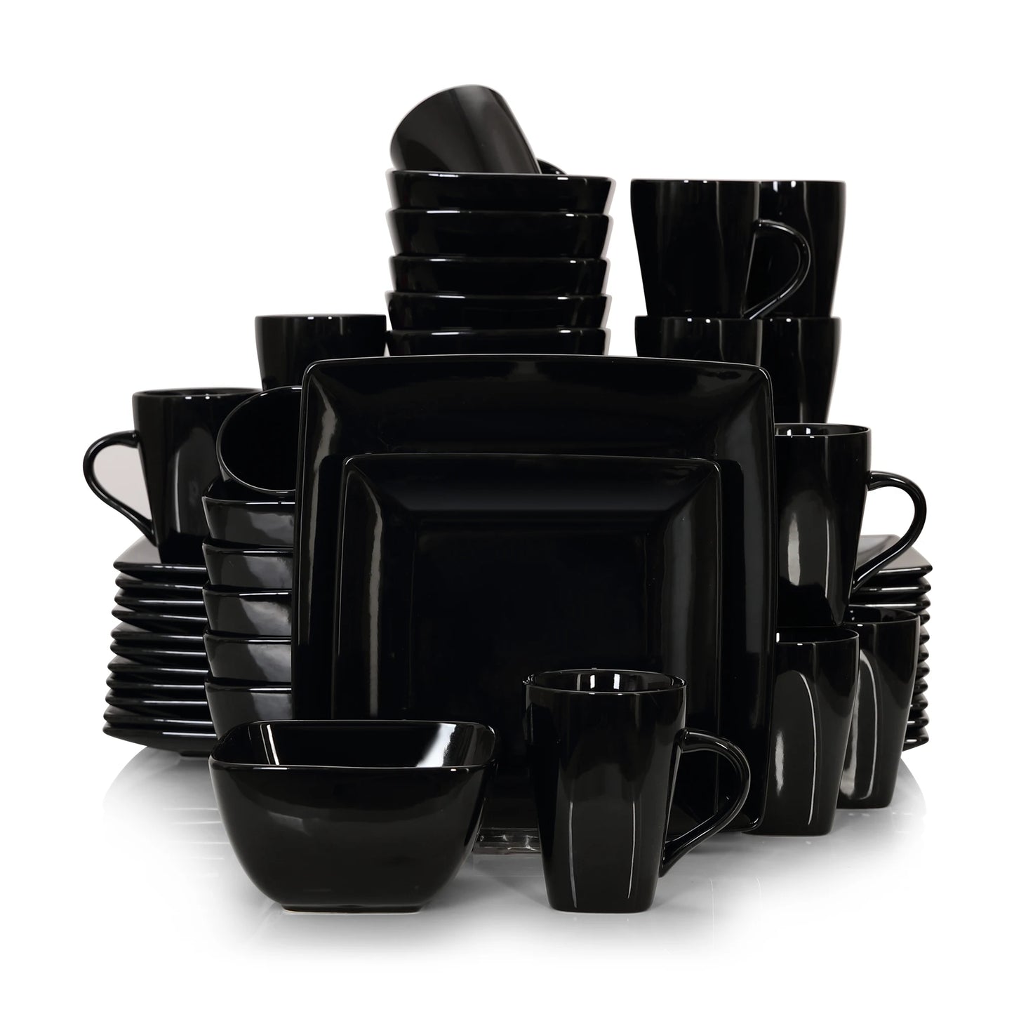 Vancasso SOHO - Black Square Porcelain Dinnerware Set