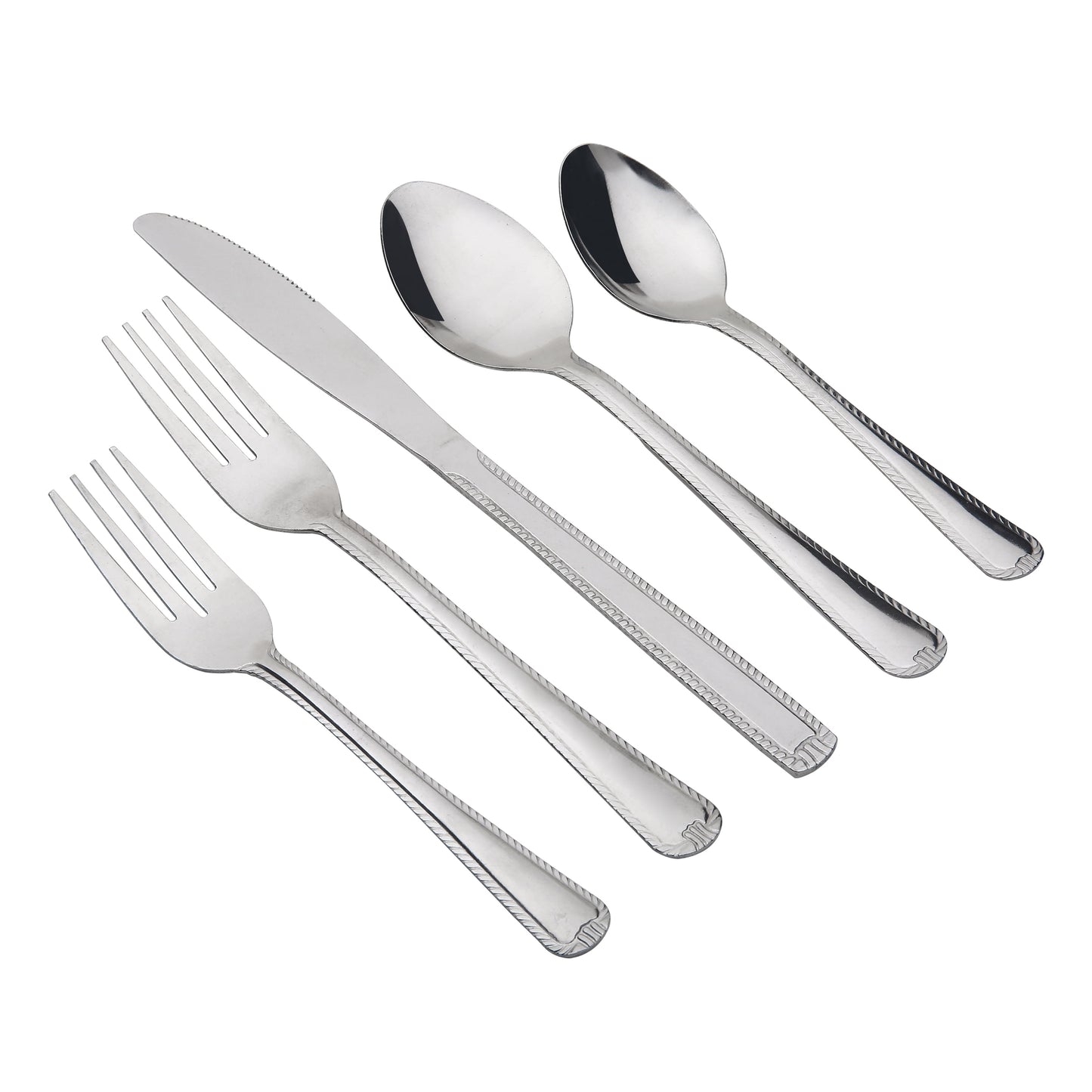 49 Piece Lace Stainless Steel Silver Flatware Value Set with Tray Organizer, Service for 8 3.11 Lb