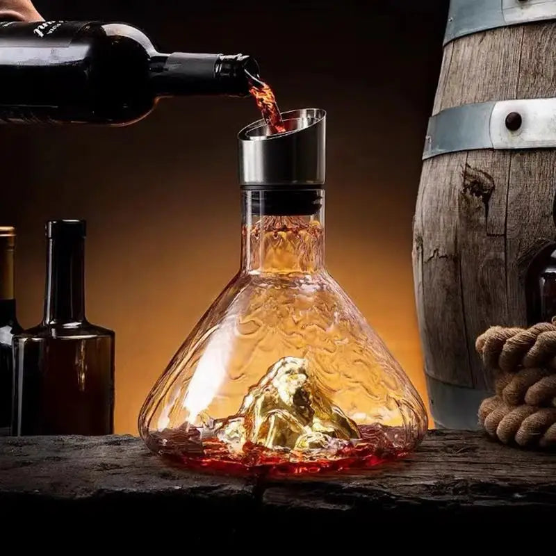 Elegant Hand-Blown Crystal Wine Decanter with Aerator