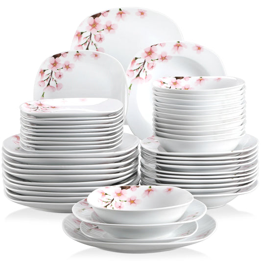 Veweet Annie - Elegant Porcelain 48-Piece Dinnerware Set