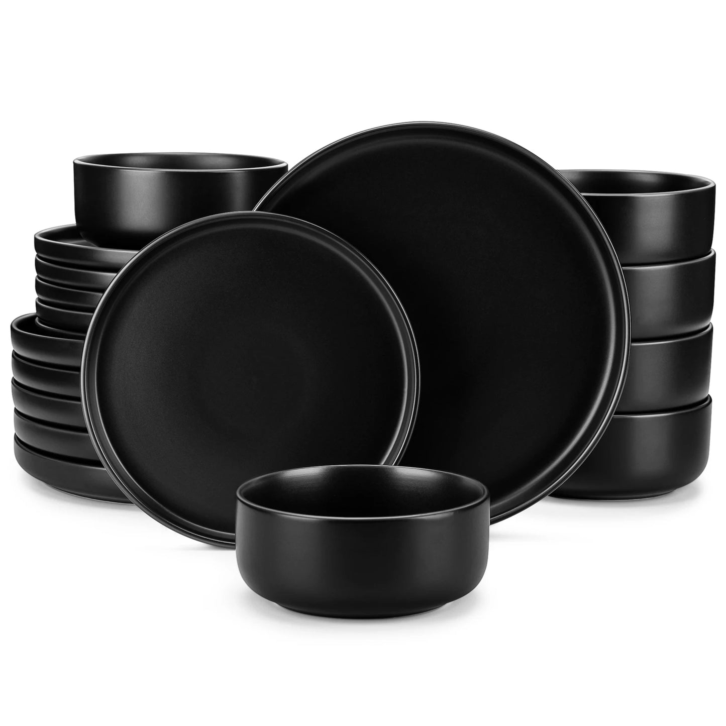 Elegant Black Stoneware Dinnerware Set