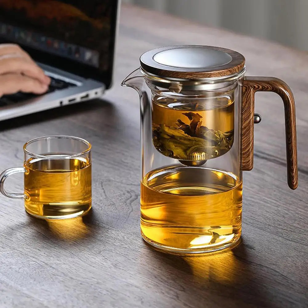 Elegant Glass Teapot with Magnetic Filter Switch