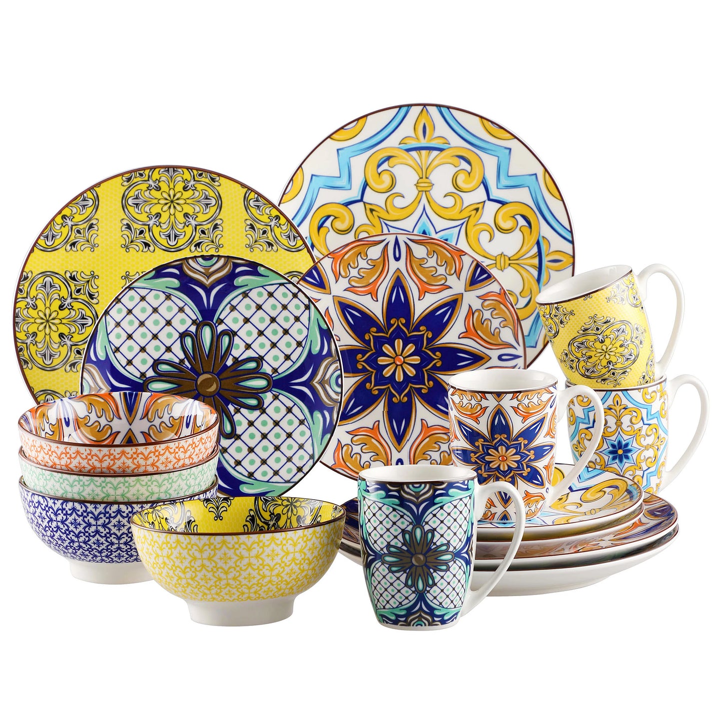 Malacasa - Vibrant Porcelain Jasmin Dinnerware Set