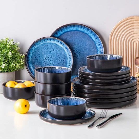 Vancasso - Elegant Blue Stoneware Ceramic Dinner Set