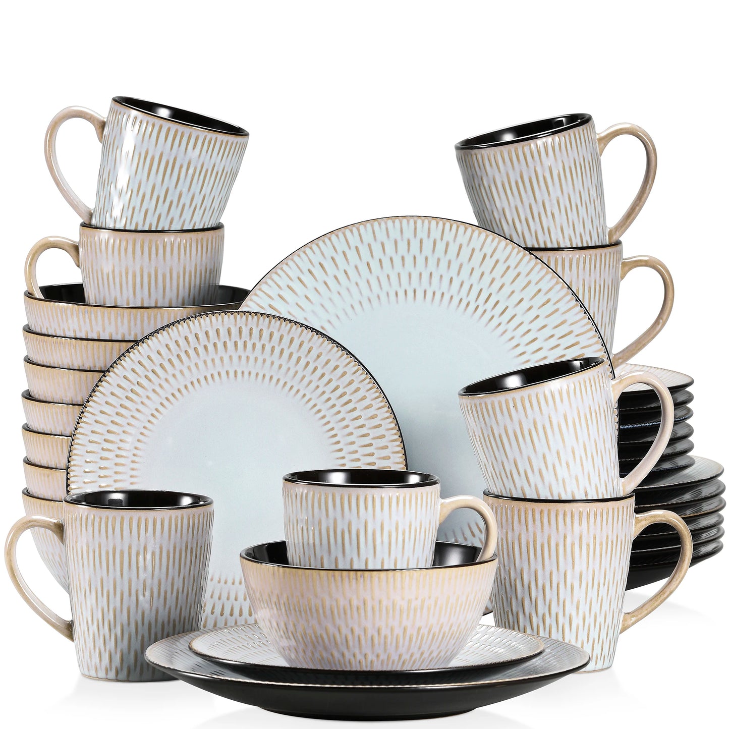 Vancasso Guto - Elegant Embossed Stoneware Dinnerware Set