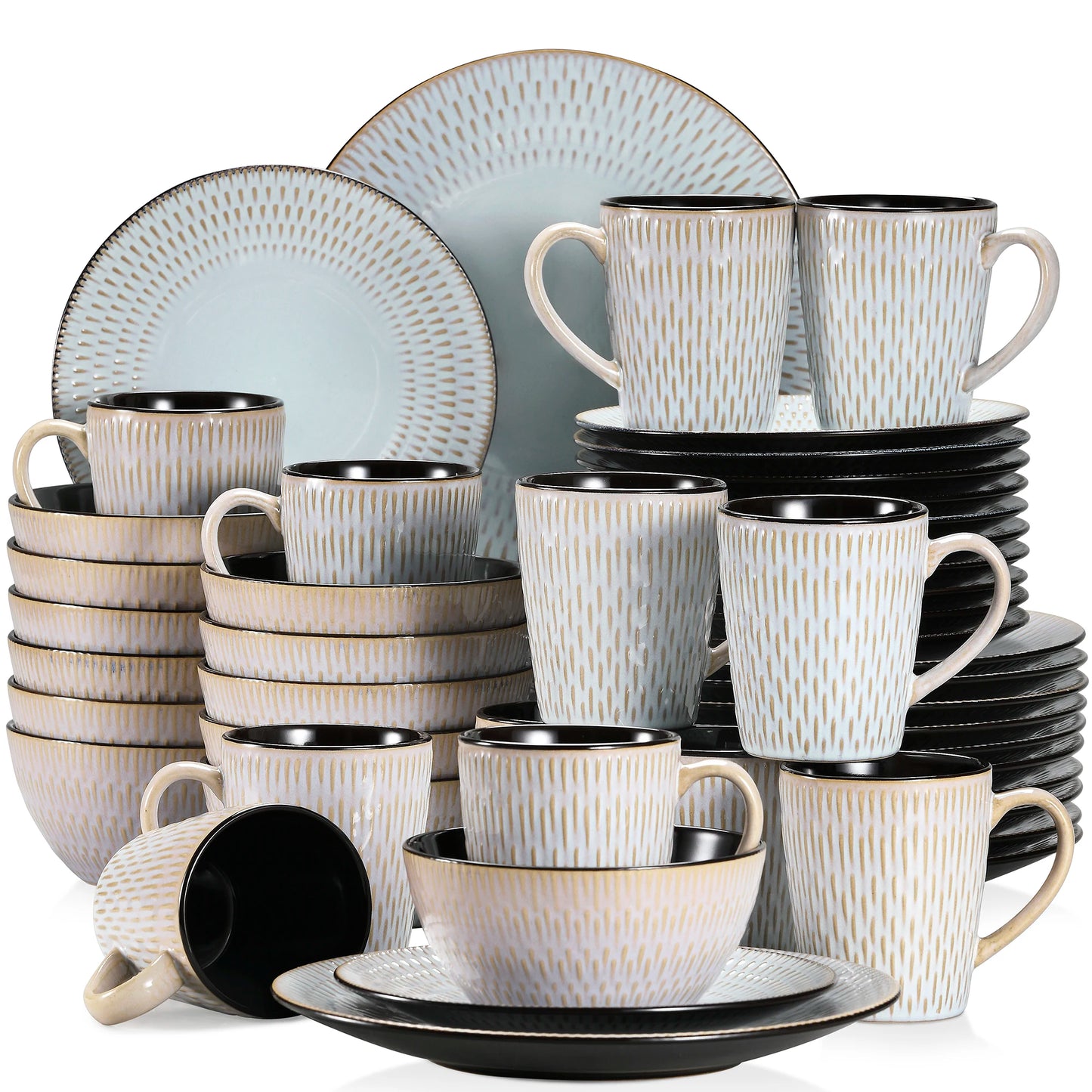 Vancasso Guto - Elegant Embossed Stoneware Dinnerware Set