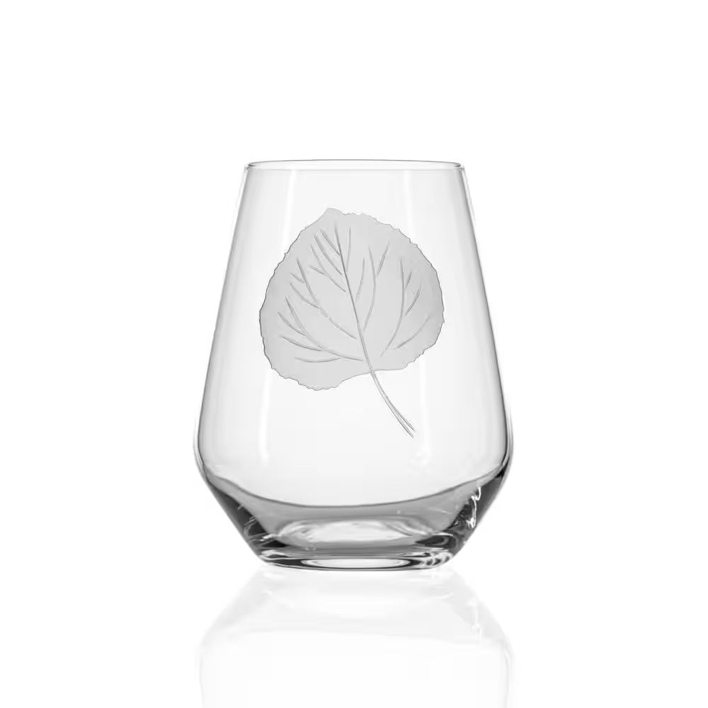 Aspen Leaf 18 Oz. Stemless Wine Tumbler Glasses - Set of 4